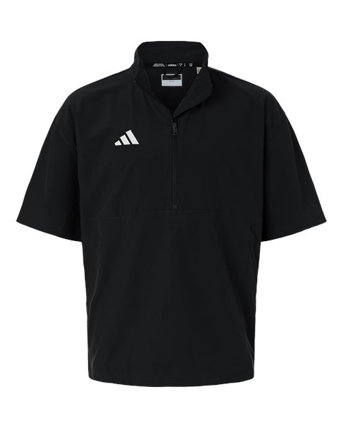 Men's Short Sleeve Quarter-Zip Pullover - Black/ White Front