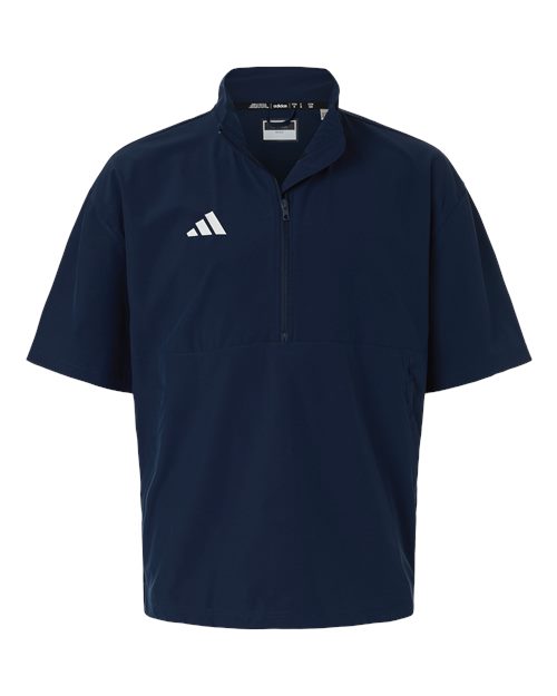 Men's Short Sleeve Quarter-Zip Pullover - Team Navy Blue/ White Front