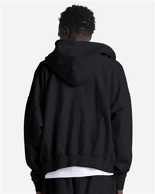 Unisex Garment-Dyed Cropped Full-Zip Hooded Sweatshirt - Black Back