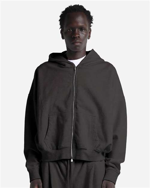 Unisex Garment-Dyed Cropped Full-Zip Hooded Sweatshirt - Shadow Front