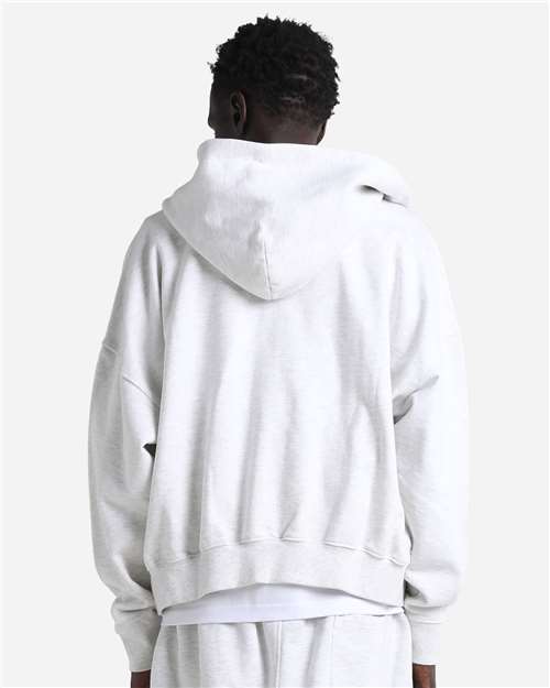 Unisex Garment-Dyed Cropped Full-Zip Hooded Sweatshirt - Heather White Back