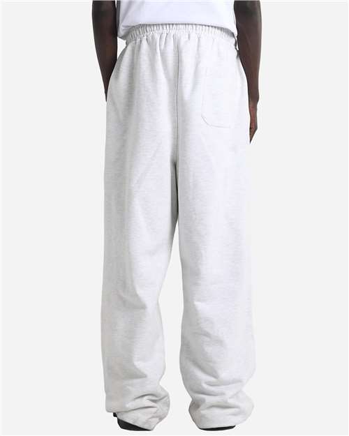 Unisex Garment-Dyed Pleated Fleece Pants - Heather White Back