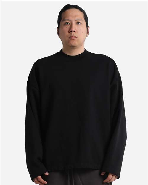 Unisex Garment-Dyed Terry Long Sleeve T-Shirt - Black Front