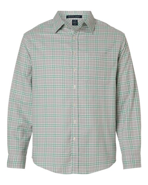 Devon & Jones Men's Concord Yarn-Dye Flannel Shirt - Grey/ Balsam Green/ White Front