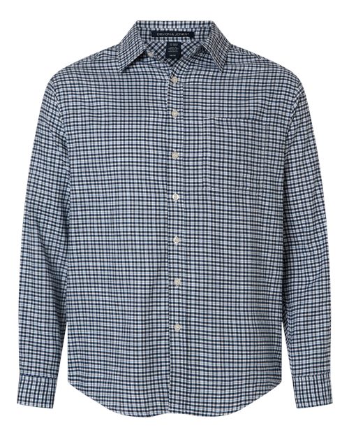 Devon & Jones Men's Concord Yarn-Dye Flannel Shirt - Navy/ French Blue/ White Front
