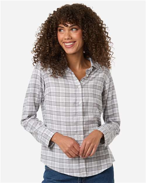 Devon & Jones Women's Concord Yarn-Dye Flannel Shirt - Model Front