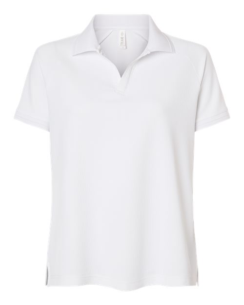 Team 365 Women's Topspin Stretch Grid Textured Polo - White Front
