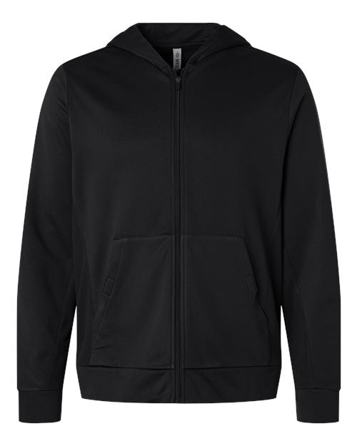 Team 365 Unisex Squad Tech Fleece Hooded Full-Zip - Black Front