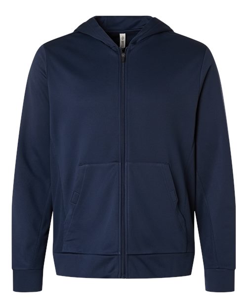 Team 365 Unisex Squad Tech Fleece Hooded Full-Zip - Sport Dark Navy Front