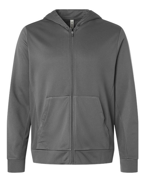 Team 365 Unisex Squad Tech Fleece Hooded Full-Zip - Sport Graphite Front
