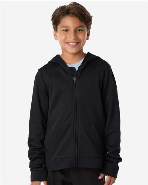 Team 365 Youth Squad Tech Fleece Hooded Full-Zip - Model Front