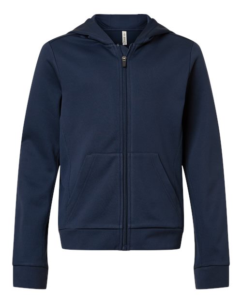 Team 365 Youth Squad Tech Fleece Hooded Full-Zip - Sport Dark Navy Front