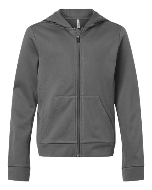 Team 365 Youth Squad Tech Fleece Hooded Full-Zip - Sport Graphite Front