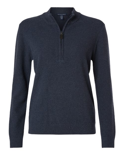 Devon & Jones Women's Hartland Textured Quarter Zip Sweater - Navy Melange Front