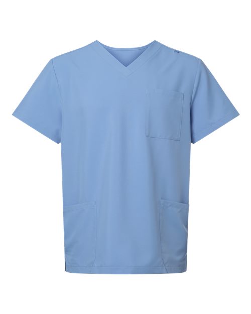 Hanes Men's V-Neck 3 Pocket Scrub Top - Ceil Blue Front