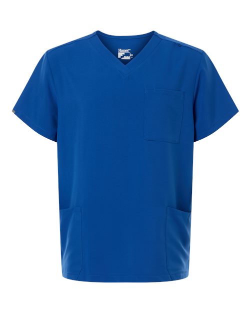 Hanes Men's V-Neck 3 Pocket Scrub Top - Royal Blue Front