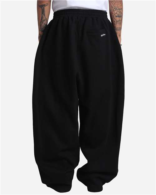 Unisex Balloon Fleece Pants - Black Back
