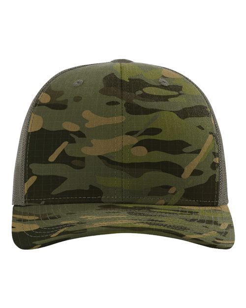 Printed Tactical Trucker Cap - Multicam Tropic/ Loden Green Front