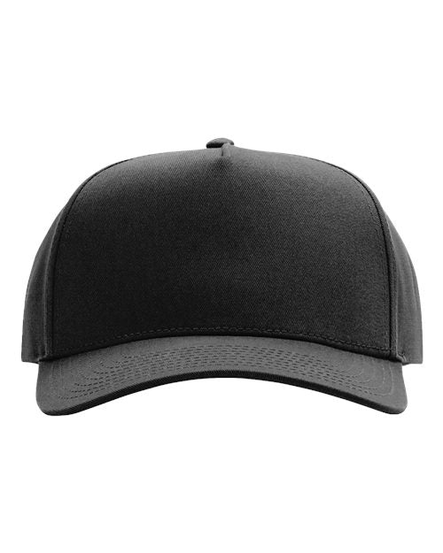 Full Fabric Five-Panel Champ Cap - Black Front