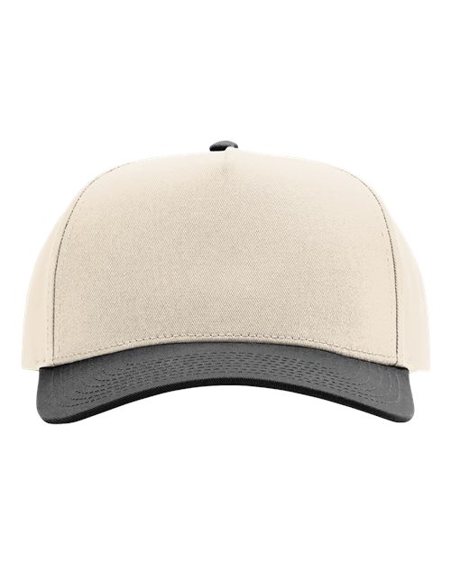 Full Fabric Five-Panel Champ Cap - Cream/ Black Front
