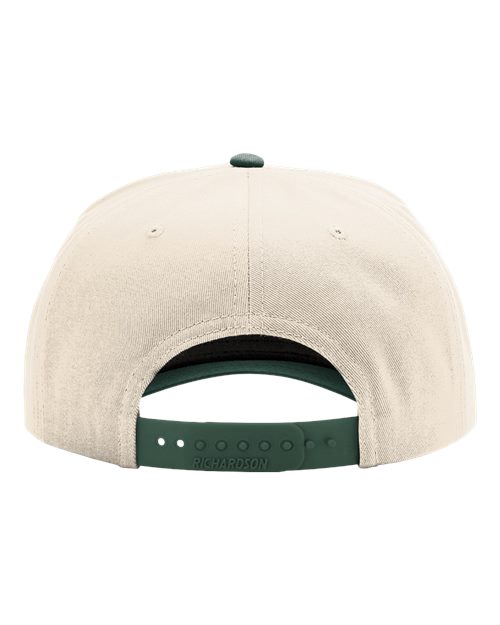 Full Fabric Five-Panel Champ Cap - Cream/ Dark Green Back