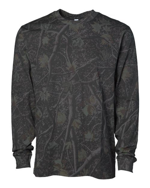 Independent Trading Co. Unisex Premium Long Sleeve T-Shirt - Darkwood Tree Camo Front