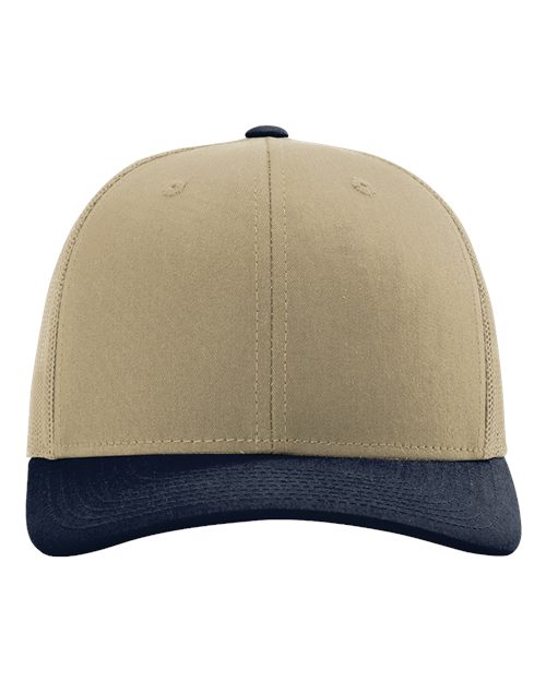 Snapback Trucker Cap - Khaki/ Navy CMB Front