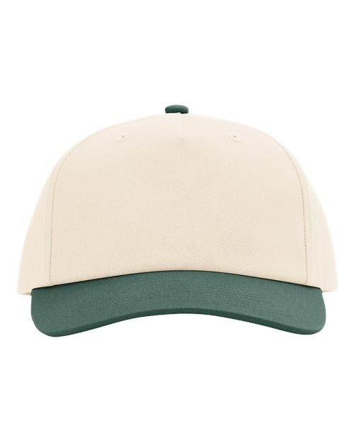Five-Panel Gramps Cap - Cream/ Dark Green Front