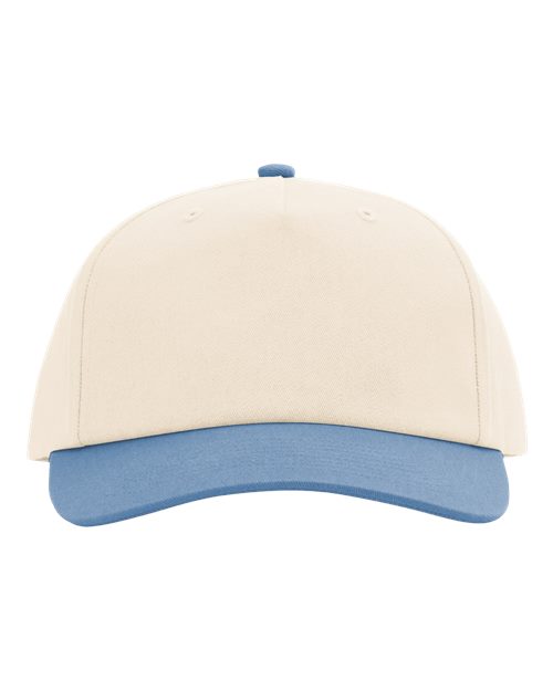Five-Panel Gramps Cap - Cream/ Light Denim Front