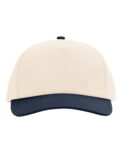 Five-Panel Gramps Cap - Cream/ Navy Front