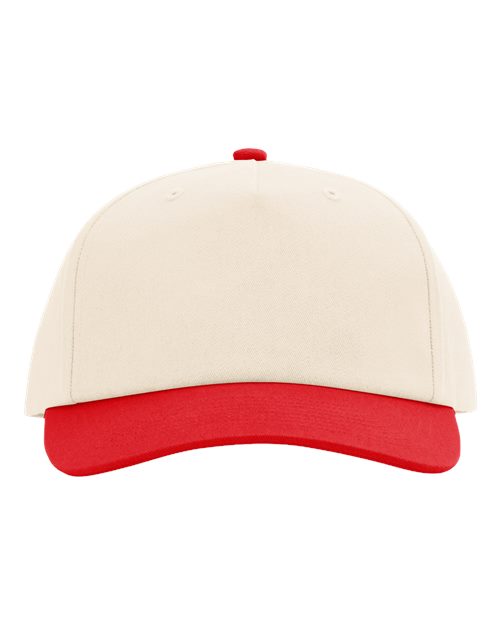 Five-Panel Gramps Cap - Cream/ Red Front