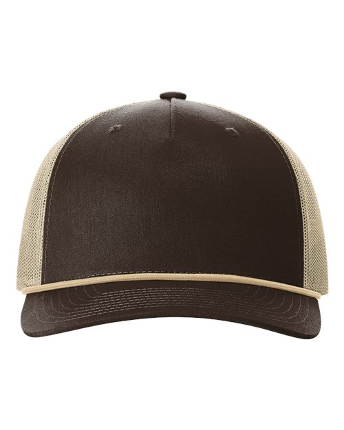 Five-Panel Trucker Rope Cap - Brown/ Khaki/ Khaki Front