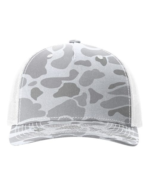 Printed Five-Panel Trucker Cap - Blizzard Duck Camo/ White Front