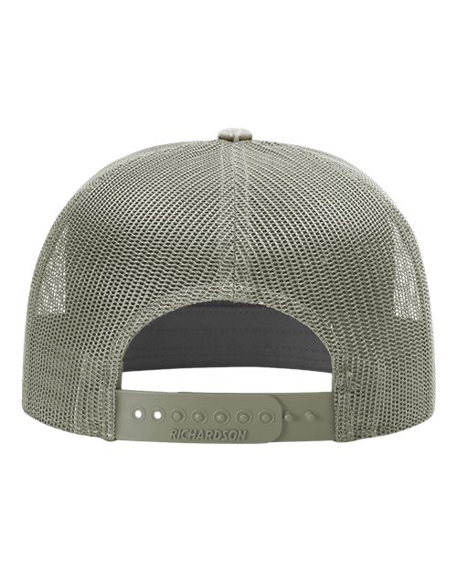 Printed Seven-Panel Trucker Cap - Mossy Oak Bottomland/ Loden Green Back