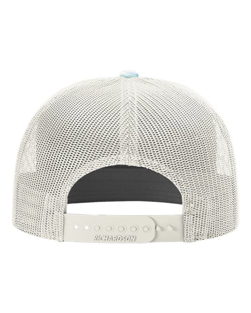 Printed Seven-Panel Trucker Cap - Saltwater Duck Camo/ Ice Grey Back