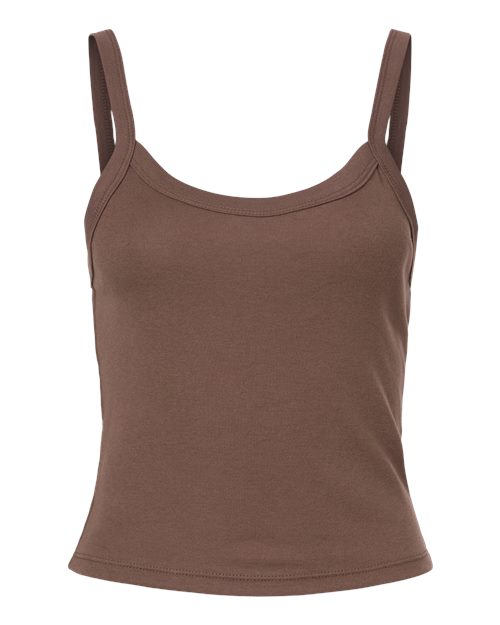 BELLA + CANVAS Women's Micro Rib Spaghetti Strap Tank - Solid Cocoa Blend Front
