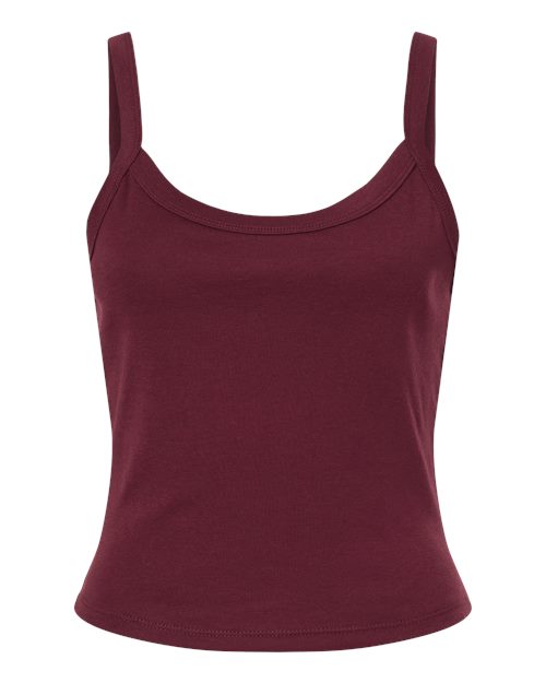 BELLA + CANVAS Women's Micro Rib Spaghetti Strap Tank - Solid Maroon Blend Front