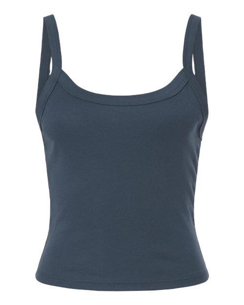 BELLA + CANVAS Women's Micro Rib Spaghetti Strap Tank - Solid Vintage Navy Blend Front
