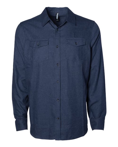 Unisex Flannel Shirt - Navy Heather Front