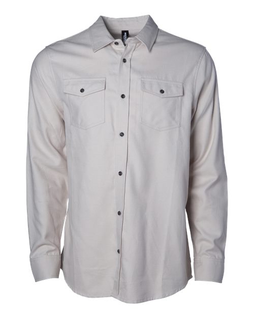 Unisex Flannel Shirt - Ivory Heather Front