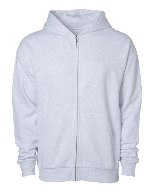 Unisex Avenue Midweight Full-Zip Hooded Sweatshirt - Ash Heather Front