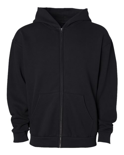 Unisex Mainstreet Heavyweight Full-Zip Hooded Sweatshirt - Black Front