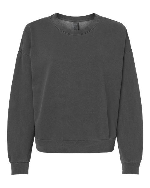 Independent Trading Co. Women's California Wave Wash Sunday Crewneck Sweatshirt - Pigment Black Front
