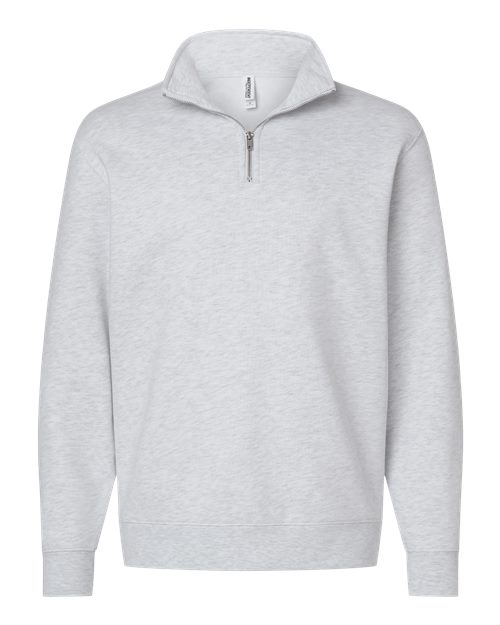 Independent Trading Co. Unisex Midweight Quarter-Zip Pullover - Ash Heather Front