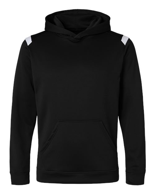 Badger Unisex On The Rise Performance Hooded Sweatshirt - Black/ White Front