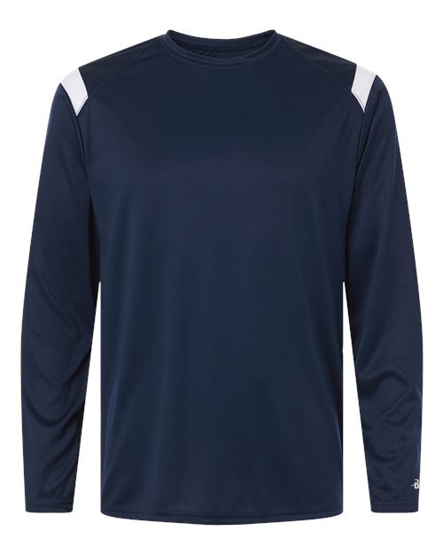 Unisex On The Rise Long Sleeve T-Shirt - Navy/ White Front