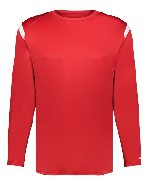 Unisex On The Rise Long Sleeve T-Shirt - Red/ White Front