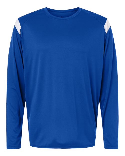Badger Unisex On The Rise Long Sleeve T-Shirt - Royal/ White Front