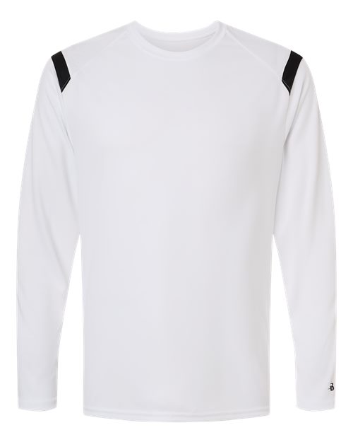 Unisex On The Rise Long Sleeve T-Shirt - White/ Black Front