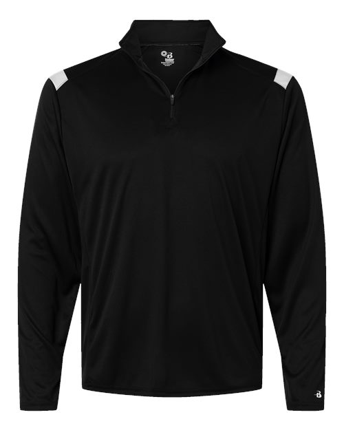 Men's On The Rise Quarter-Zip Pullover - Black/ White Front